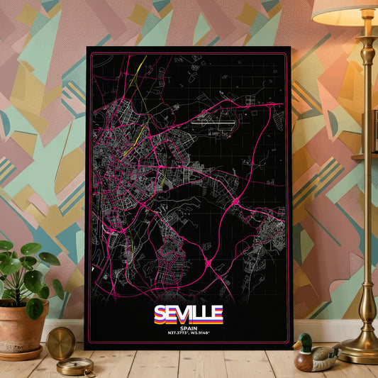 Seville Retro Map Poster