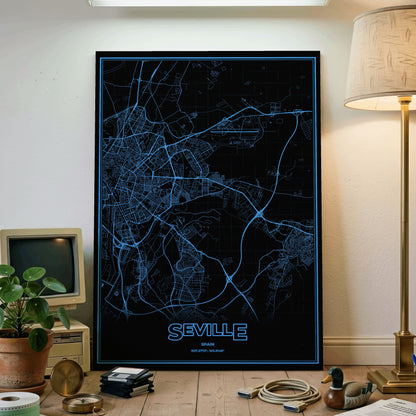 Seville Phosphor Map Poster - IBM Blue