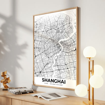 Shanghai Elegant Map Poster