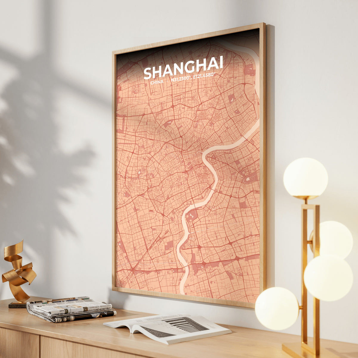 Shanghai Blush Map Poster