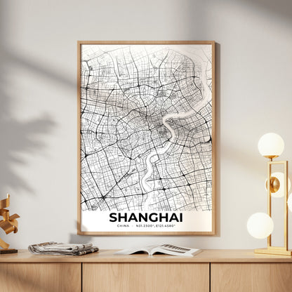 Shanghai Elegant Map Poster