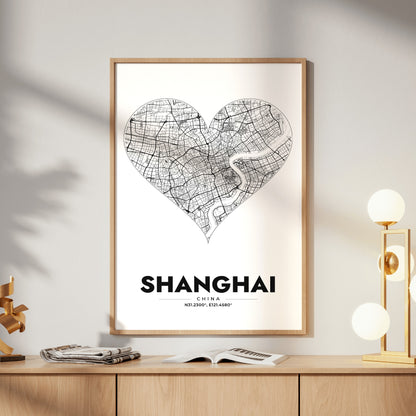 Shanghai Heart Map Poster