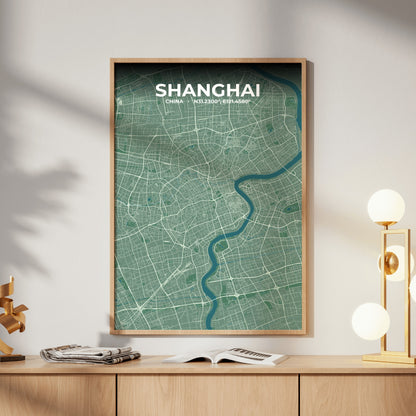 Shanghai Mist Map Poster