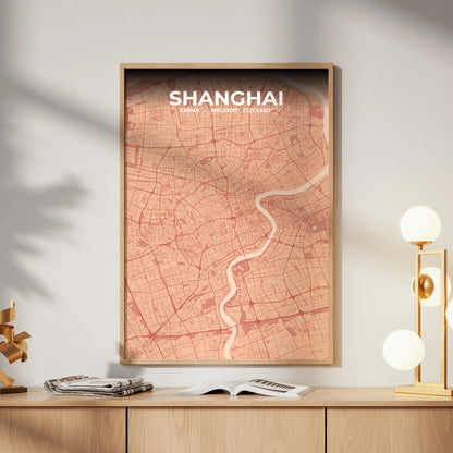 Shanghai Blush Map Poster