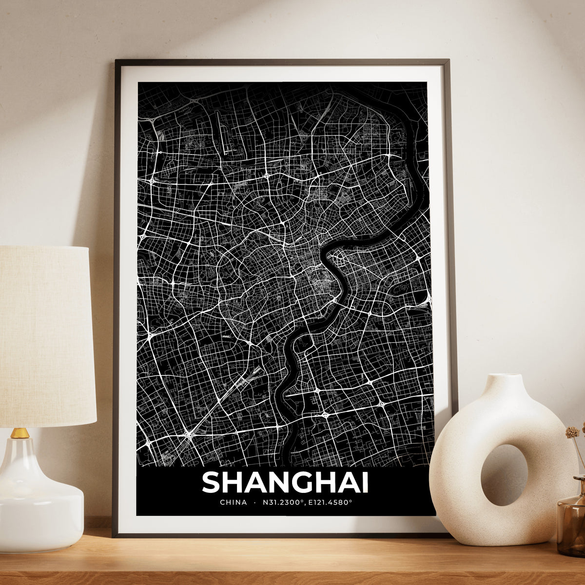 Shanghai Elegant Map Poster