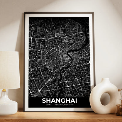 Shanghai Elegant Map Poster