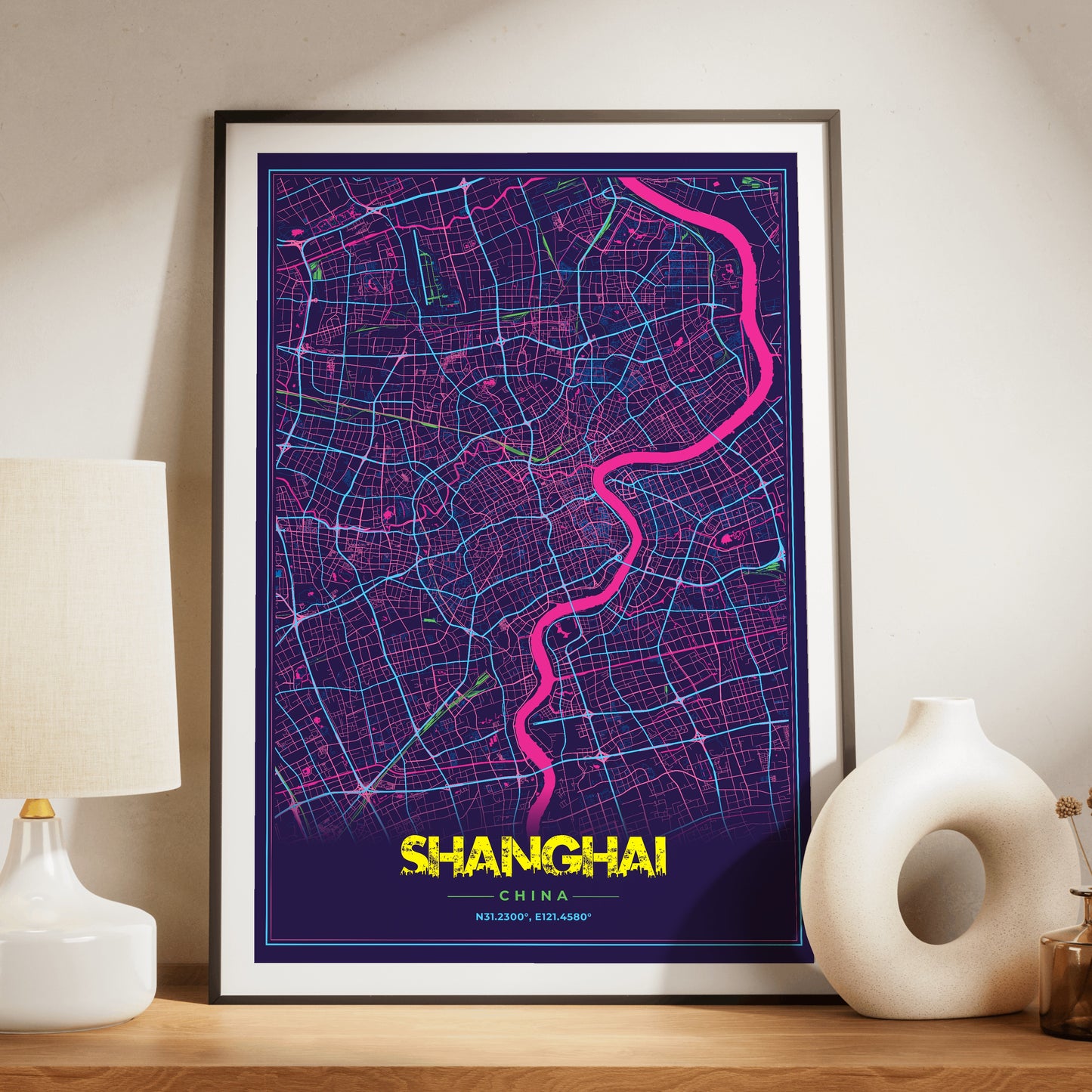 Shanghai Cyberpunk Map Poster