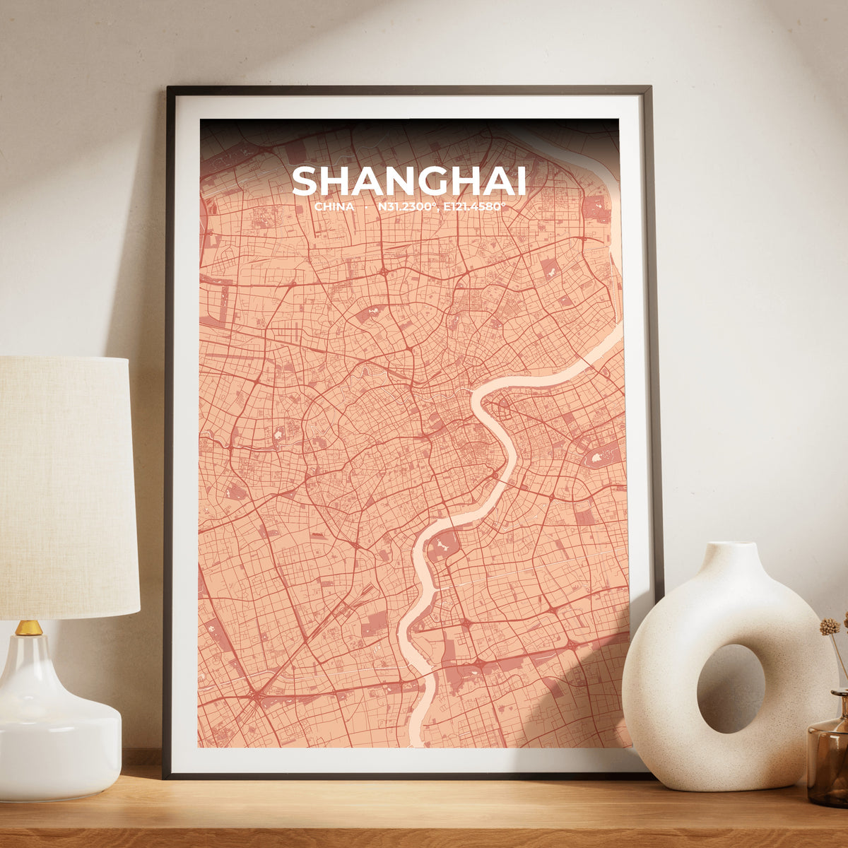 Shanghai Blush Map Poster