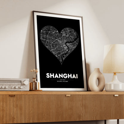 Shanghai Heart Map Poster