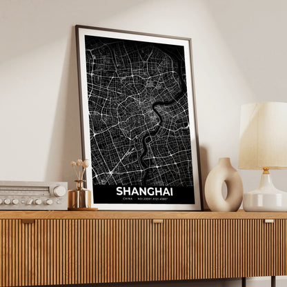 Shanghai Elegant Map Poster