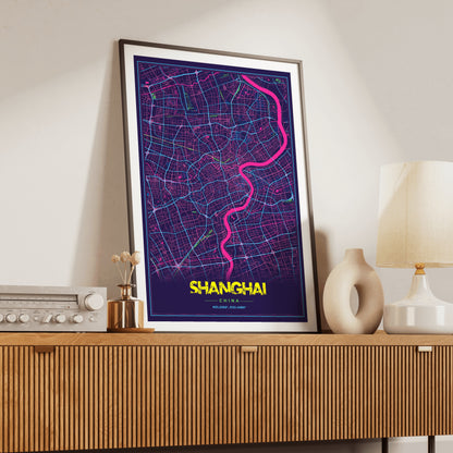 Shanghai Cyberpunk Map Poster