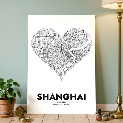 Shanghai Heart Map Poster