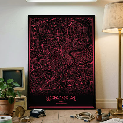 Shanghai Phosphor Map Poster - System Alert