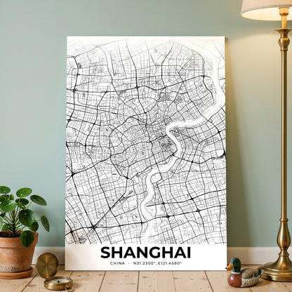 Shanghai Elegant Map Poster