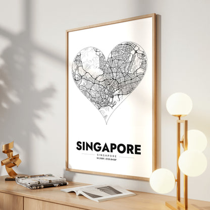 Singapore Heart Map Poster