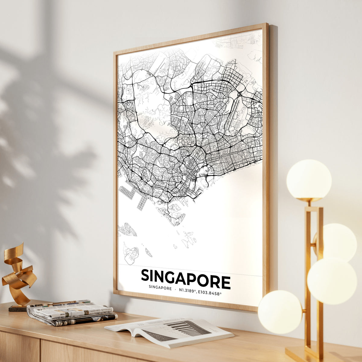 Singapore Elegant Map Poster