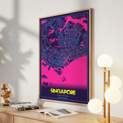 Singapore Cyberpunk Map Poster