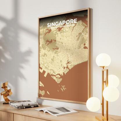 Singapore Ember Map Poster