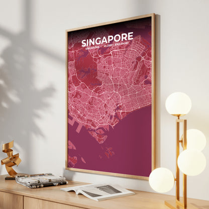 Singapore Scarlet Map Poster