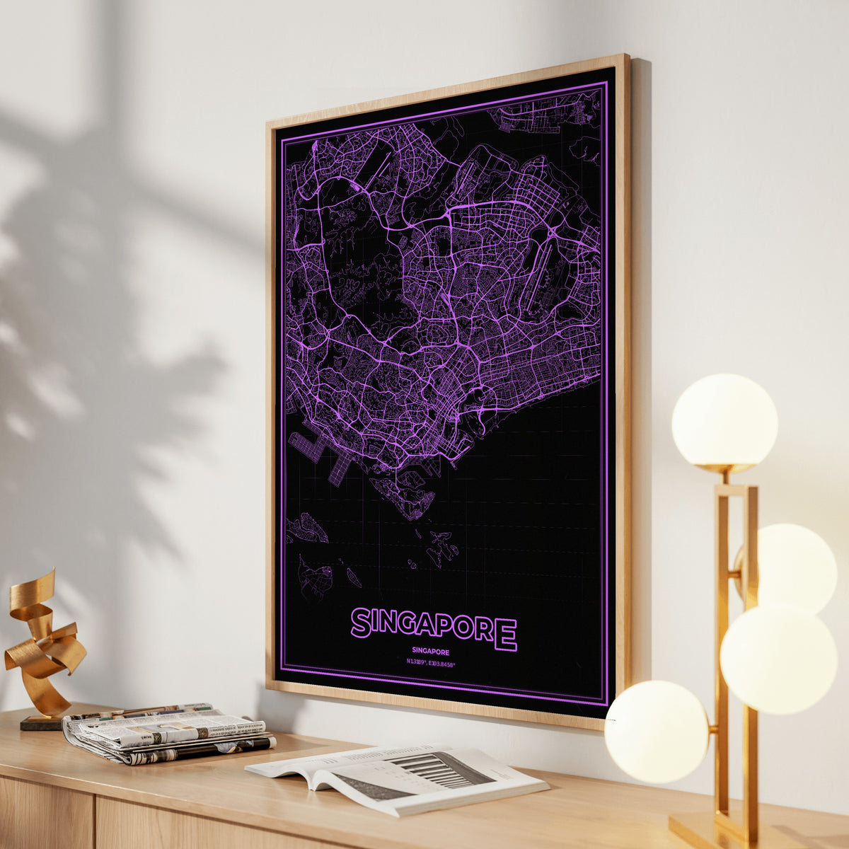 Singapore Phosphor Map Poster - EGA Violet