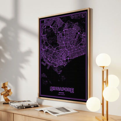 Singapore Phosphor Map Poster - EGA Violet