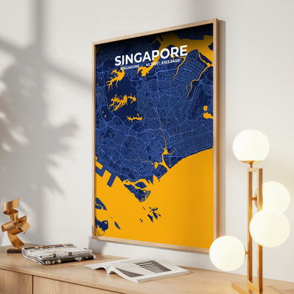 Singapore Ink Map Poster