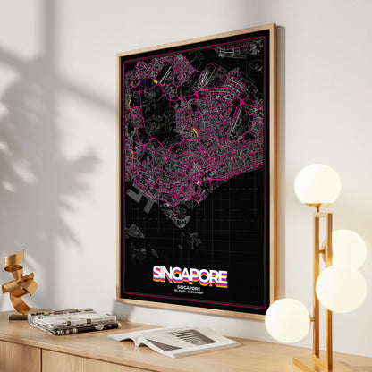 Singapore Retro Map Poster