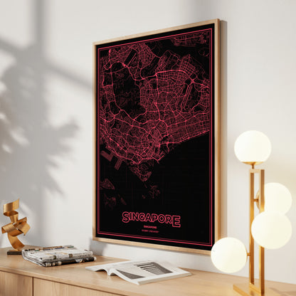 Singapore Phosphor Map Poster - System Alert