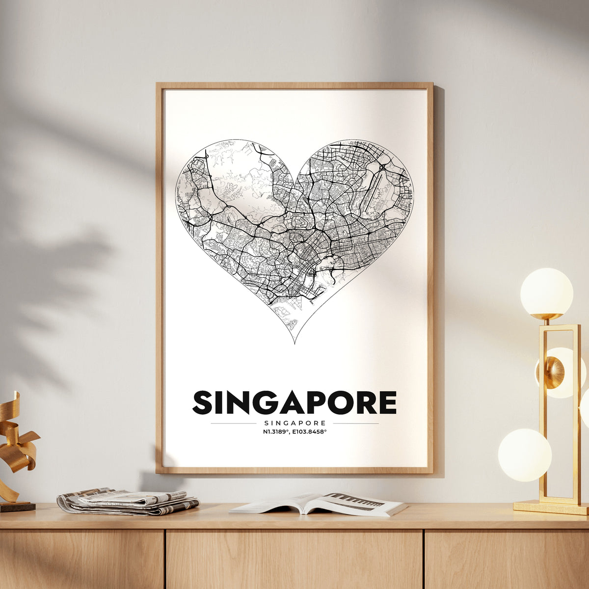 Singapore Heart Map Poster