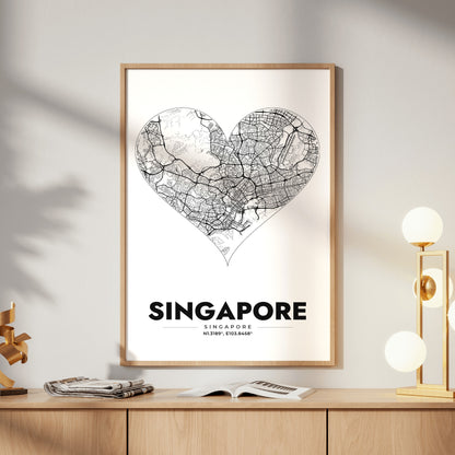 Singapore Heart Map Poster