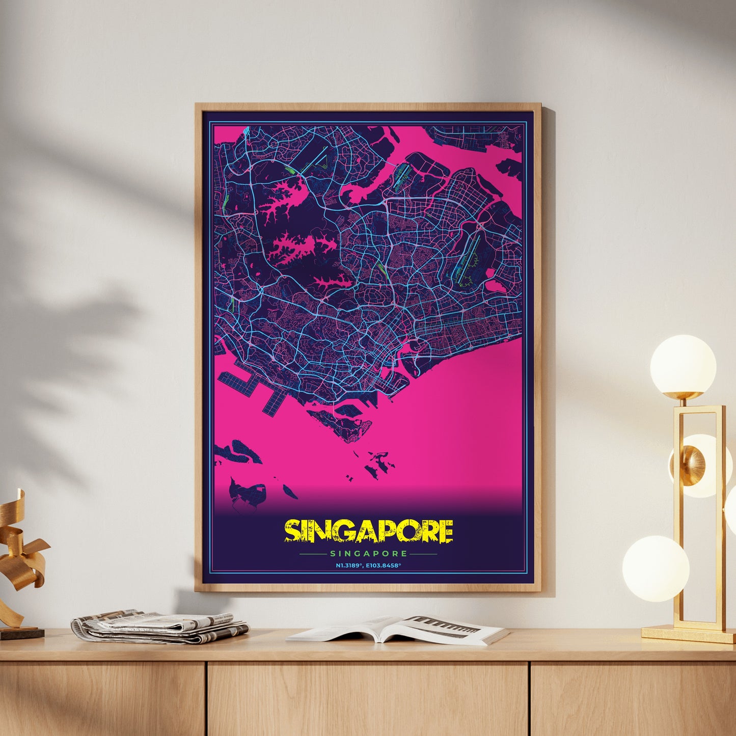Singapore Cyberpunk Map Poster