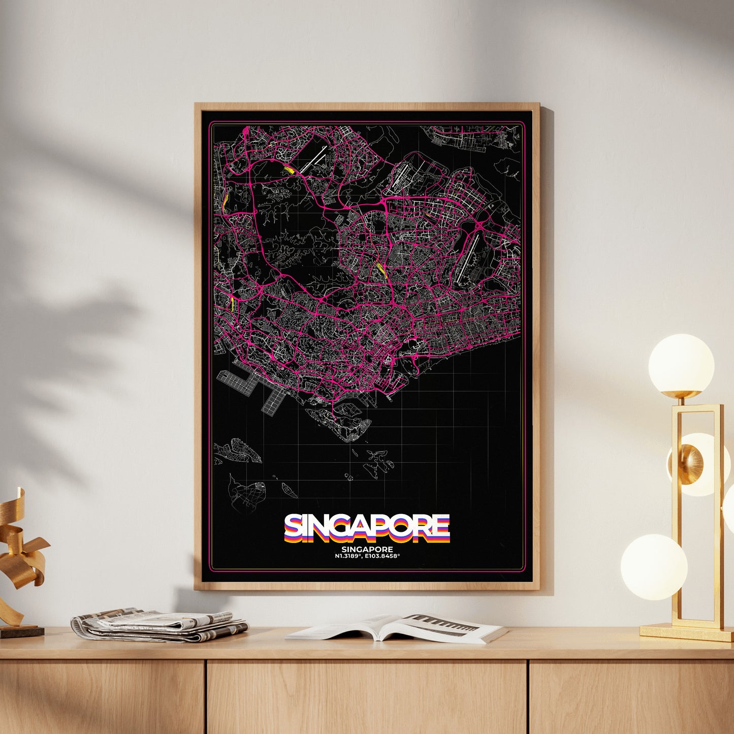 Singapore Retro Map Poster