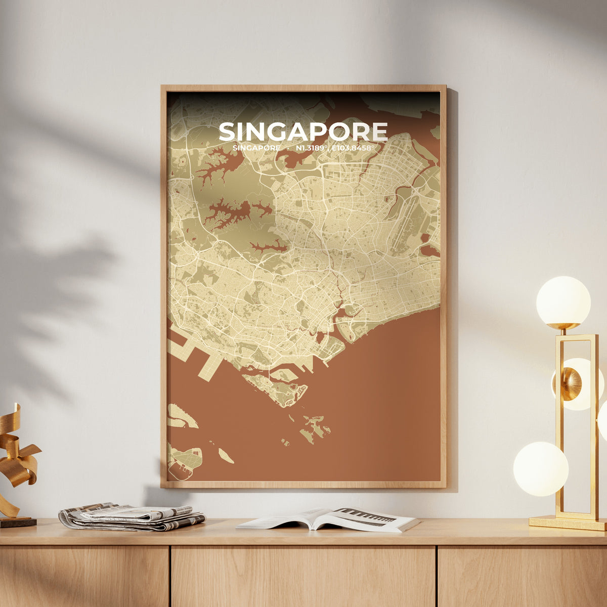 Singapore Ember Map Poster