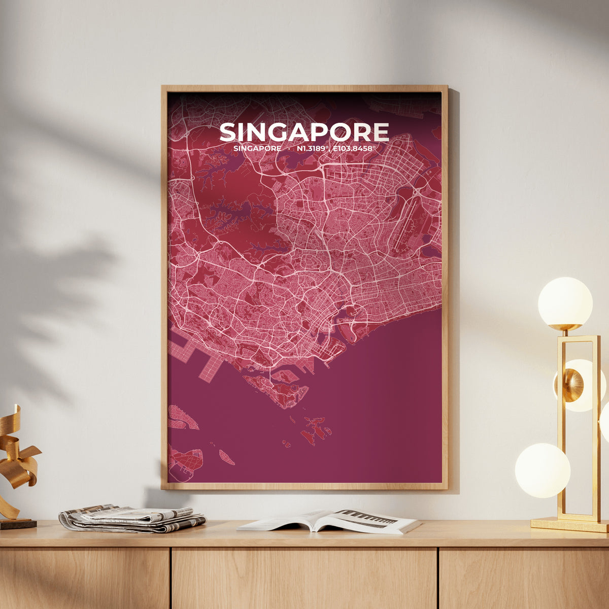 Singapore Scarlet Map Poster