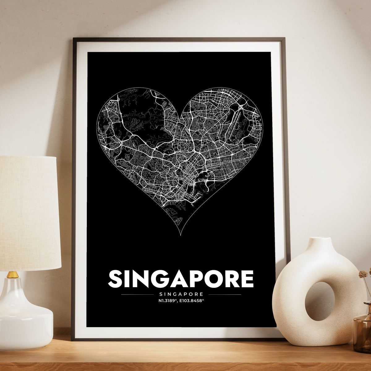 Singapore Heart Map Poster