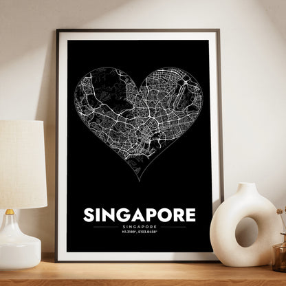 Singapore Heart Map Poster