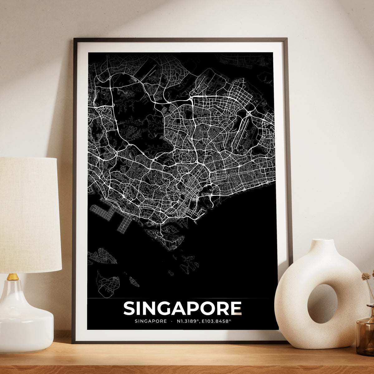 Singapore Elegant Map Poster