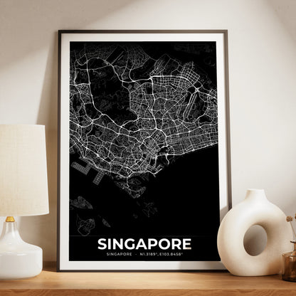 Singapore Elegant Map Poster