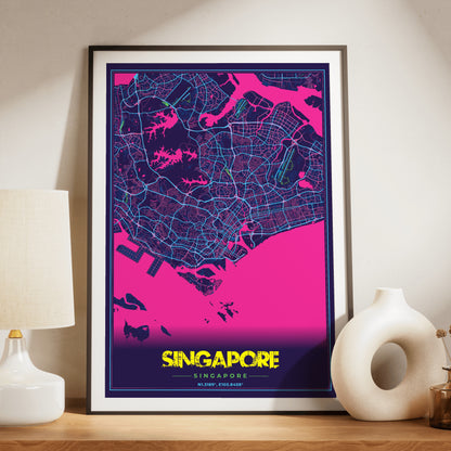 Singapore Cyberpunk Map Poster