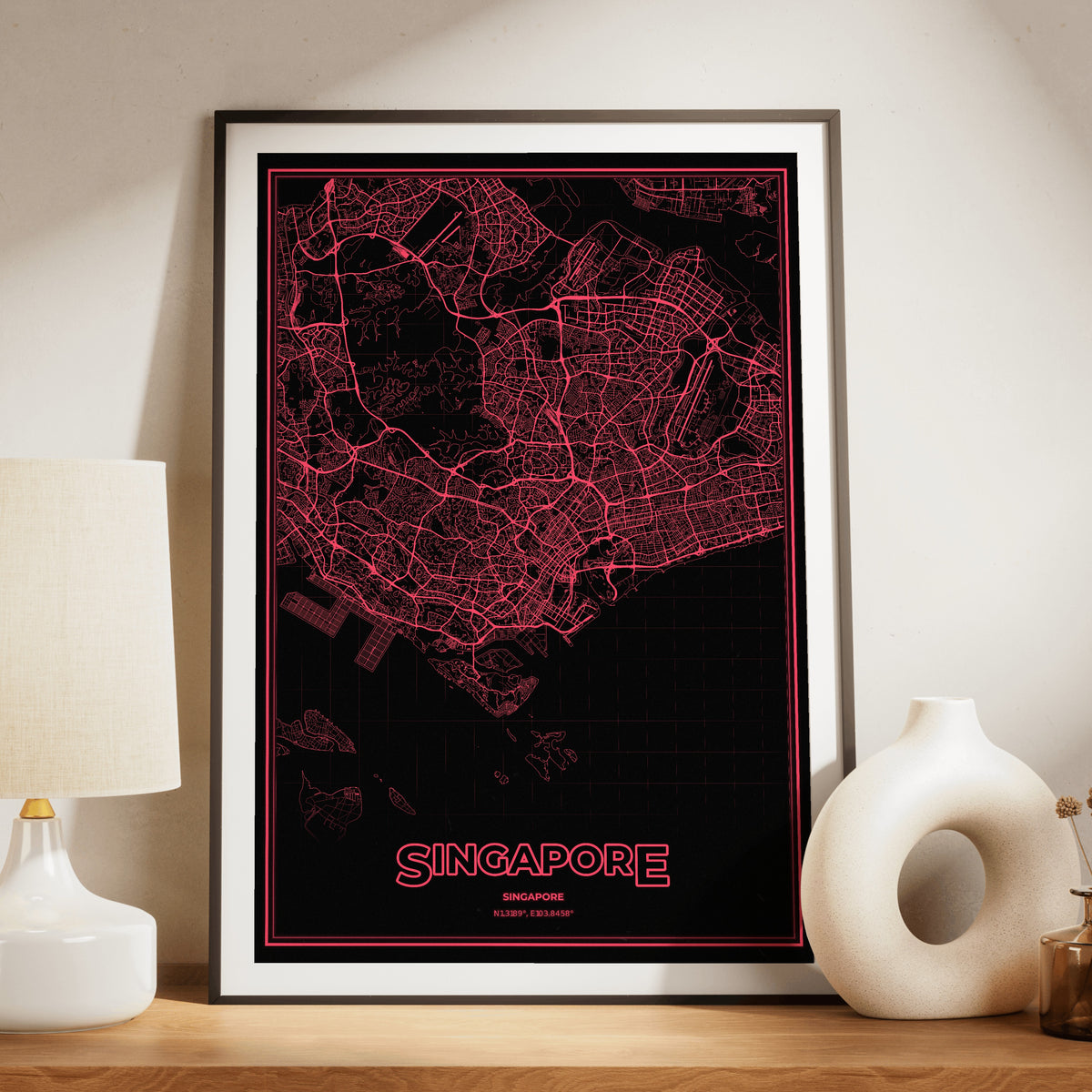 Singapore Phosphor Map Poster - System Alert