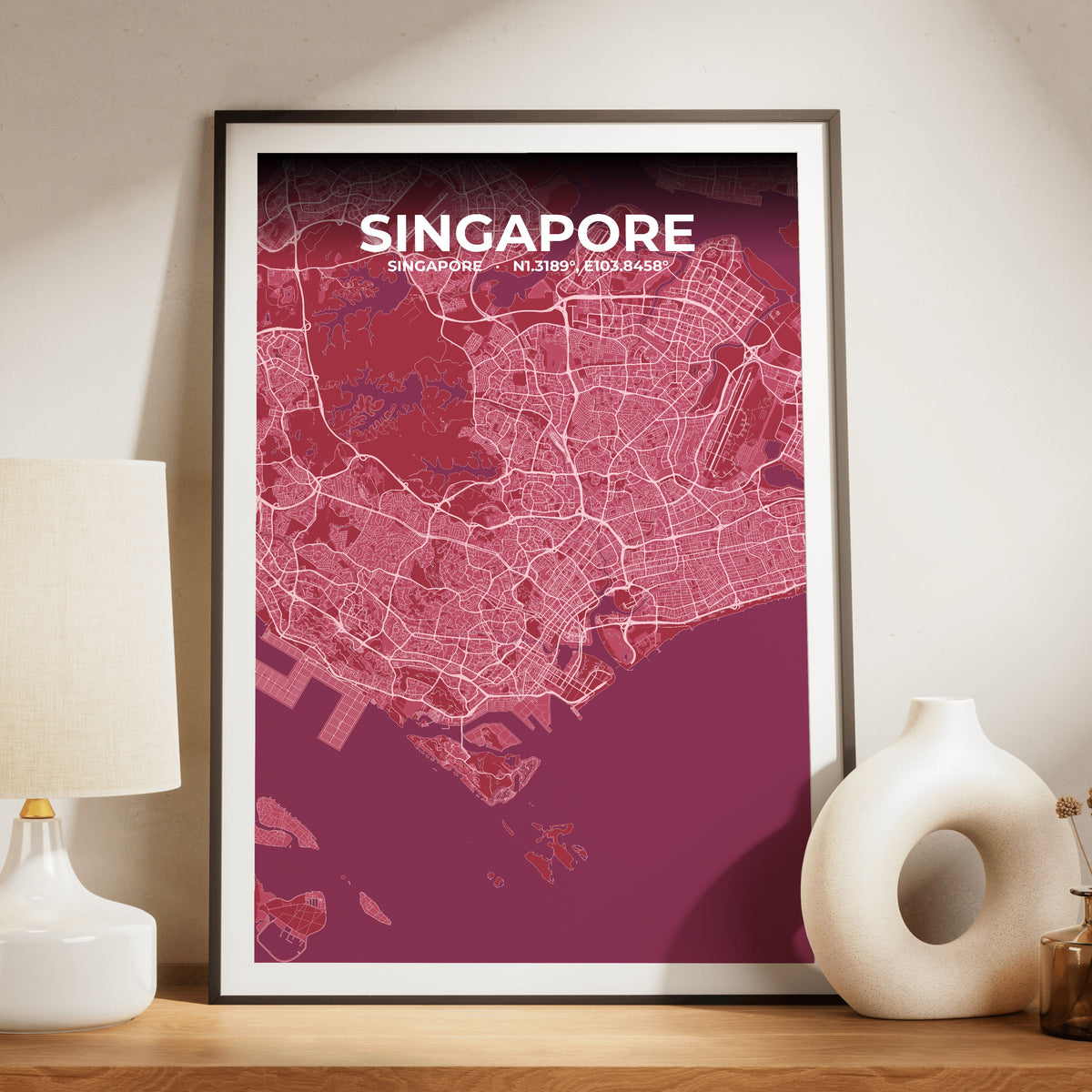 Singapore Scarlet Map Poster