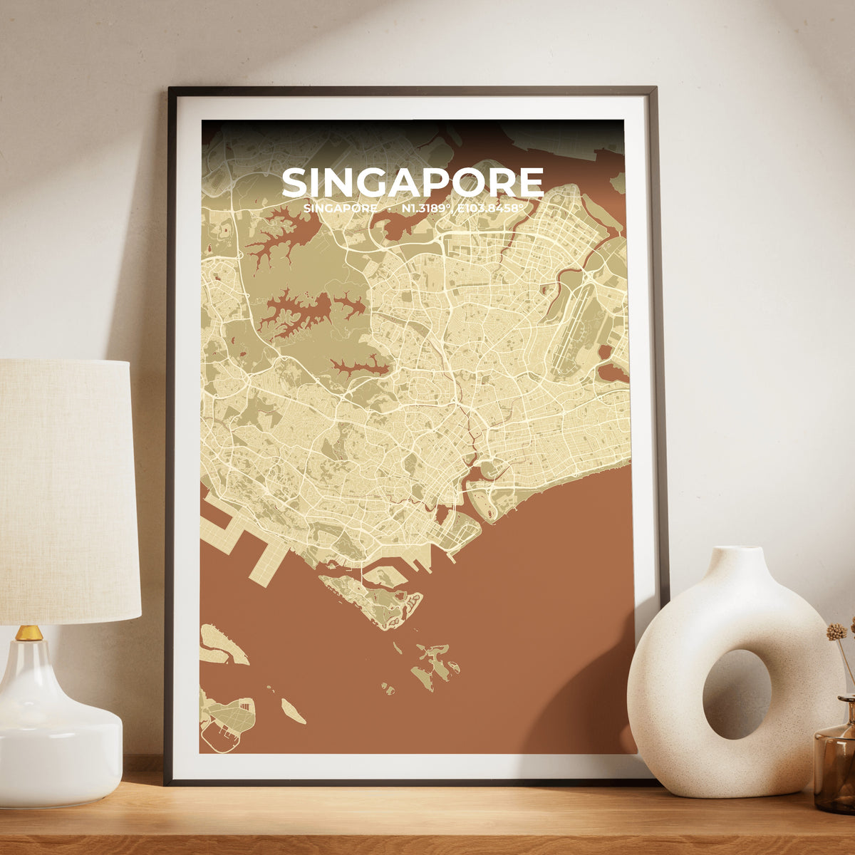 Singapore Ember Map Poster