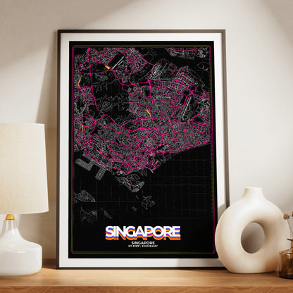 Singapore Retro Map Poster