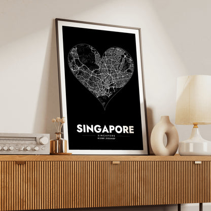 Singapore Heart Map Poster