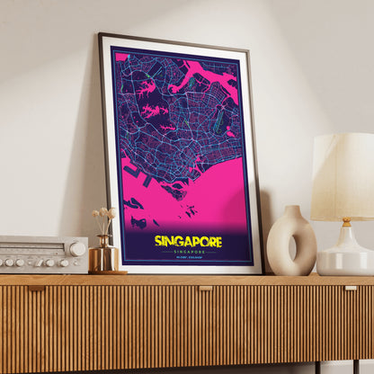 Singapore Cyberpunk Map Poster