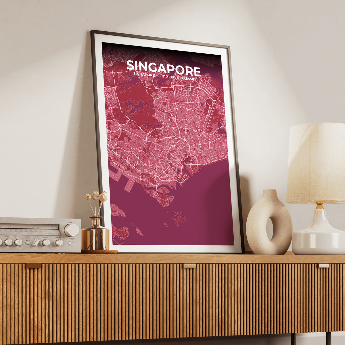 Singapore Scarlet Map Poster