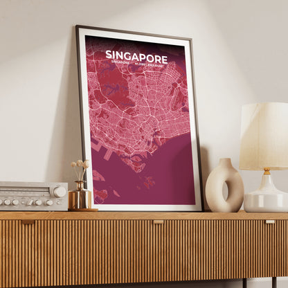 Singapore Scarlet Map Poster
