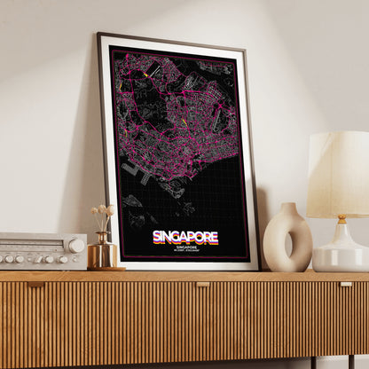 Singapore Retro Map Poster