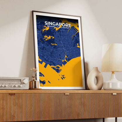 Singapore Ink Map Poster