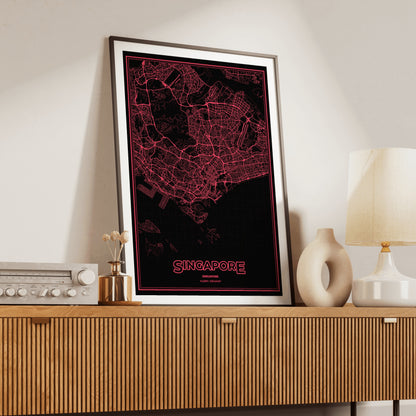 Singapore Phosphor Map Poster - System Alert